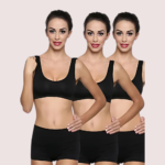3-Pack Scoop Neck Black Sports Bra Boyshort Set - Image 2