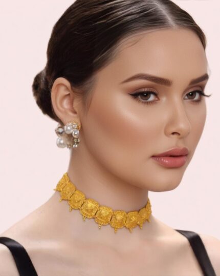 Temple Royale Gold-Plated Goddess Motif Choker Necklace