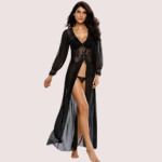 Romantic Sheer Elegance Black Nightgown - Image 2