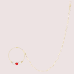 Bridal Nose Ring with Pearl Chain for Women - Image 2