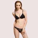 Sexy Luxury Black Lace Pushup Bra Thong set