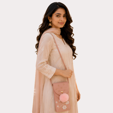 Blush Petal Embellished Mobile Sling Bag
