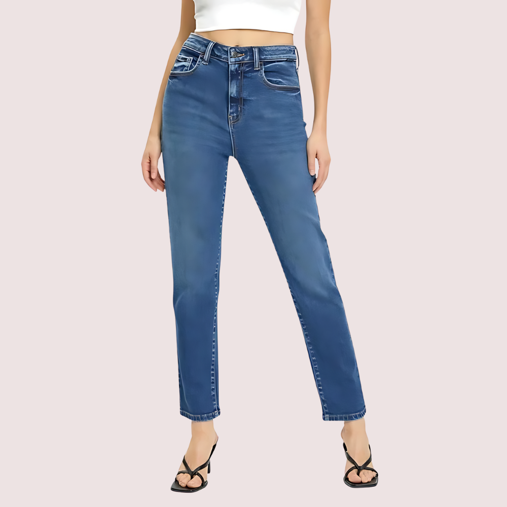 QgU5PiFxMPKipF7I2lO1JpASw86pw2azmv3aHEdZ.png Women's High Rise Classic Slim Straight Denim Jeans - Image 1