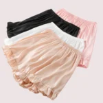 Women Ruffles Satin Faux Silk French Underwear - Image 5