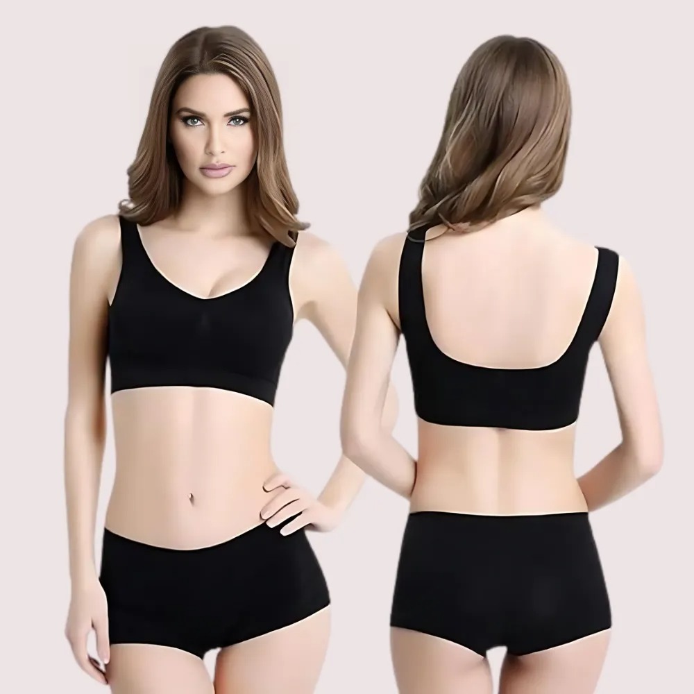 ToVk9DET3GWVD5GNLL02fMIFmSHgTyyDj8KTU46M.jpg Contrast Medium Support Sports Bra Twin Pack - Image 1