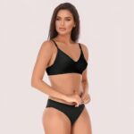 Timeless Black Cotton Bra Set - Image 2