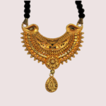 Traditional Crescent Pendant Long Mangalsutra with Gold-Toned Beads - Image 2