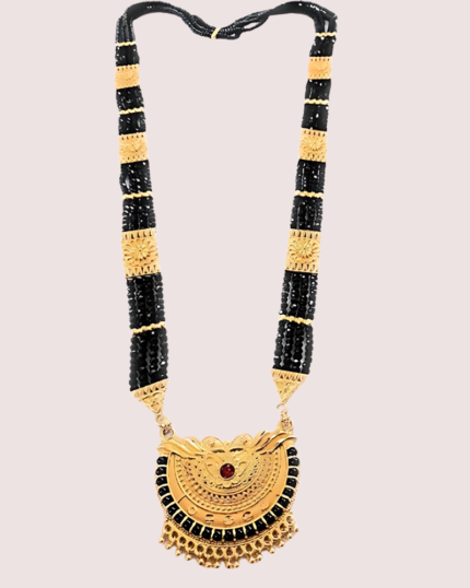 Uttarakhandi Black Beaded Mangalsutra with Stones