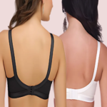 Plus Size- Pack Of 2 Black & White Cotton Front Bras - Image 2