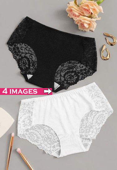 kmeLjiJxZMRGDb4I8ZGcZg7RxZbfLEwGxvkpcVtf.jpg Black & White Value Pack Of 2 Lace Brief - Image 1