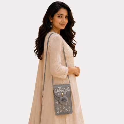 Silver Mist Embellished Mobile Sling Bag