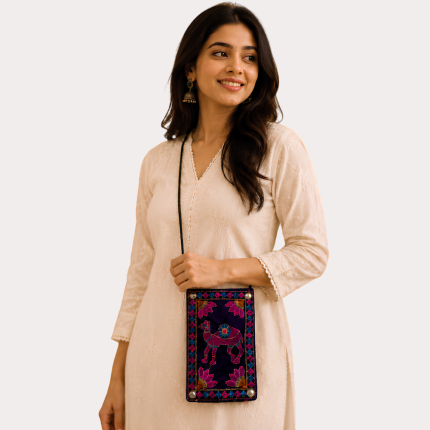 Royal Caravan Embroidered Mobile Sling Bag