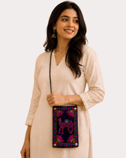 Royal Caravan Embroidered Mobile Sling Bag